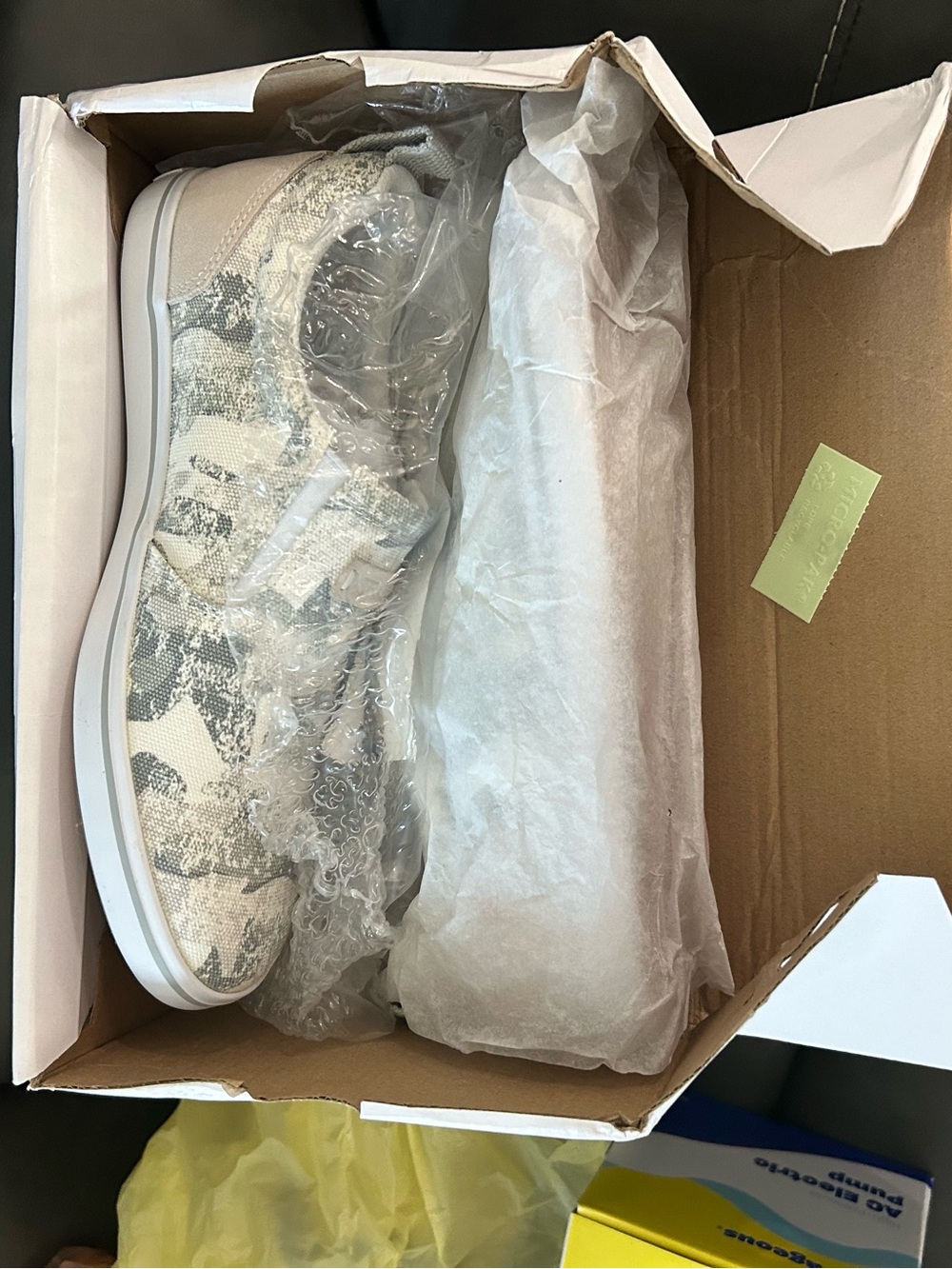 Women's Slip-On Camouflage Canvas Sneaker in Beige and Cream
